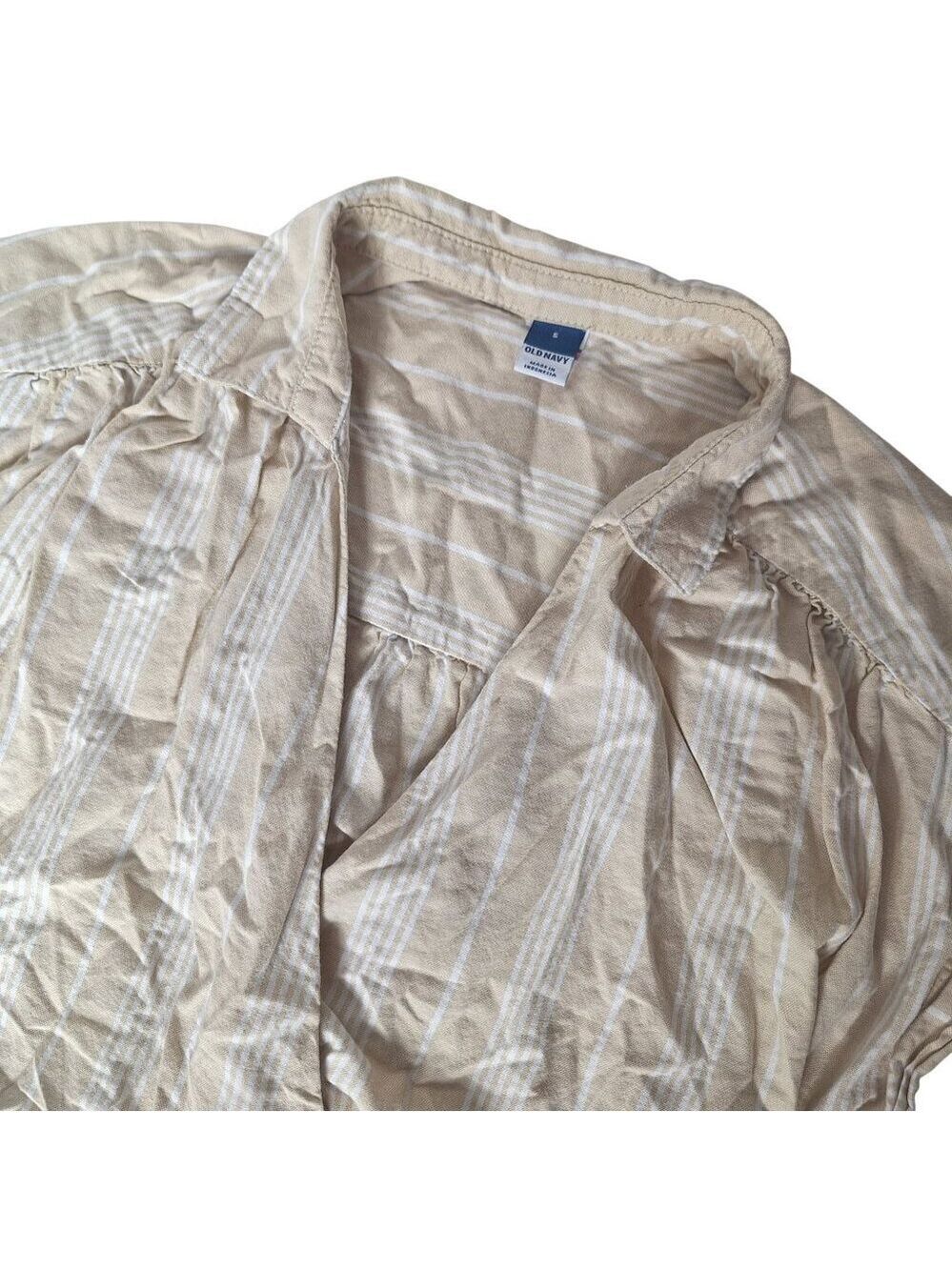 Old Navy Beige Striped Wrap Crop Top Blouse Small